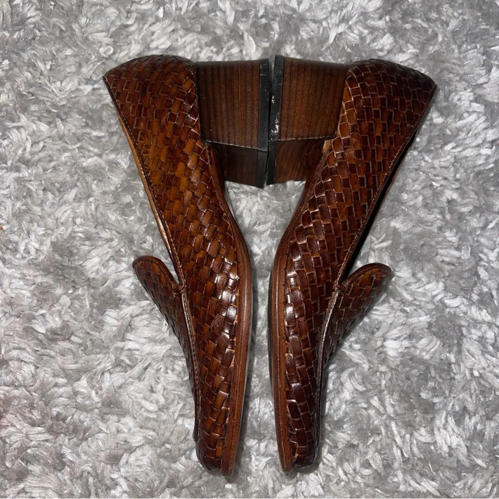 Sesto Meucci Of Florence Brown woven Tassie loafer Size 6N Shoes - Picture 3 of 8